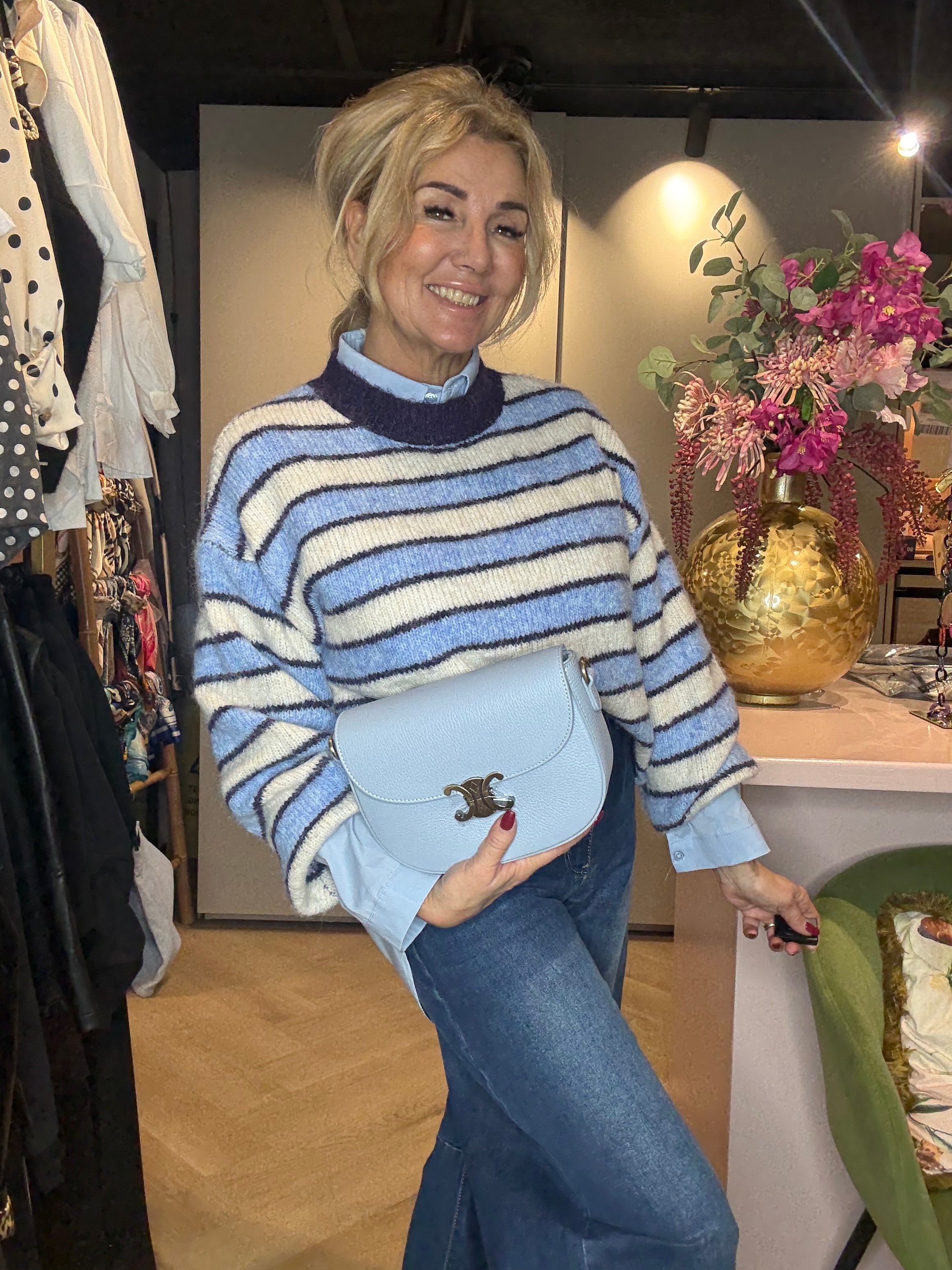 Trui streep licht Blauw